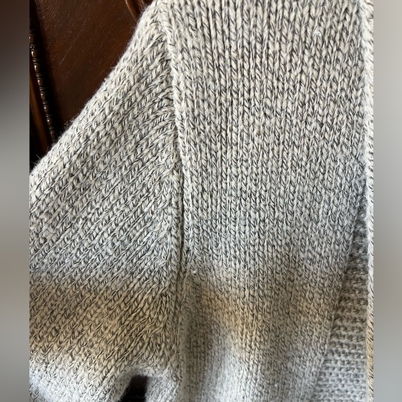 Essue cream/black color block minimalist neutral long open front hooded cardigan - Picture 4 of 7